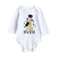 thumbnail image 1 of Gibobby Mamelucos para bebe niño polar Mi primera ropa de Año Nuevo para recién nacido, bebé, niño y niña, trajes de Año Nuevo, conjunto de mono con estampado de letras(Blanco, 6-9 Meses), 1 of 5