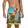 thumbnail image 2 of Fuzoiu Cozy Cartoon Backyard Print Pajama Shorts for Men, Men's Pajama Bottoms,Mens Lounge Sleepwear,Pajama Pants with Pocket-4X-Large, 2 of 6