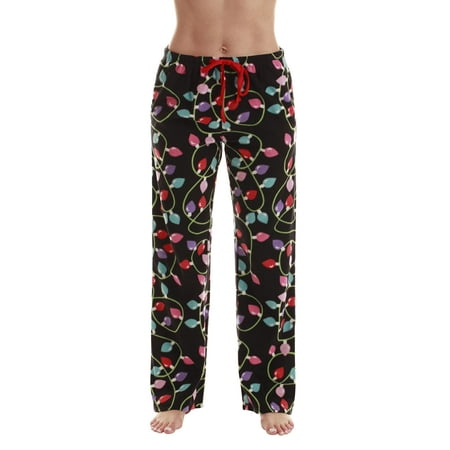 

Just Love Fleece Pajama Pants for Women Sleepwear PJs. (Black - Xmas Lights X-Large)