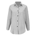 thumbnail image 4 of Gray Women Shirts, Womens Daily Casual V Neck Shirts Long Sleeve Collared Blouses Pocket Loose Fit Shirt,Women Shirts S, 4 of 9