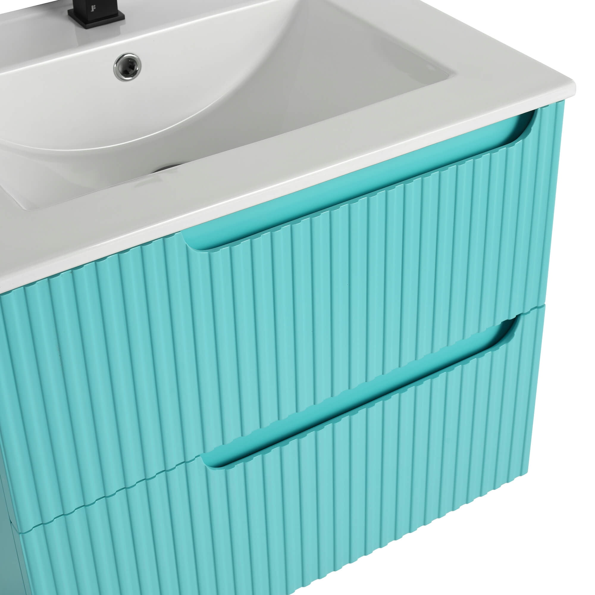 Citiscape Modern Bathroom Vanity with Textured Drawer Fronts 24" Wide - Tiffany Blue - Sink Included