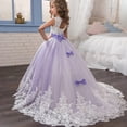 thumbnail image 2 of Vestido de niña de malla de princesa, vestido de novia de encaje con cuentas, vestido de noche para niña, 2 of 6