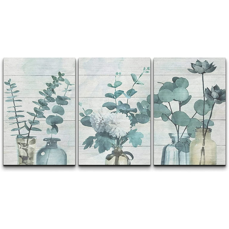 PixonSign Canvas Print Wall Art Set Forest Fern Leaf Trio Floral Wilderness  Watercolor Modern Art Chic Group Relax/Calm Multicolor Pastel for Living