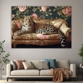 thumbnail image 6 of Mudket Leopard on Vintage Floral Sofa Framed Canvas Wall Art, Luxury Retro Animal Print Wall Art for Women Living Room, Bedroom, Home Office Decor, Ready to Hang-40"L x 28"W, 6 of 10