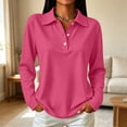 thumbnail image 2 of Fabrcox Polo Shirts for Women Long Sleeve Collared Golf Shirt Women Button Side Slits Trendy Uniforms Casual Business Tops for Women XXL, 2 of 7