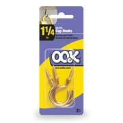 OOK Cup Hooks, Brass Finish, Steel, 1.25", Screw-in, 1 lbs., 3 Pieces