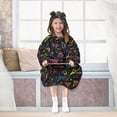 thumbnail image 7 of FORMRS Wearable Blanket Hoodie with Sleeves for Kids Cozy Flannel Sweatshirt, Black Neon Lightning, 7 of 7