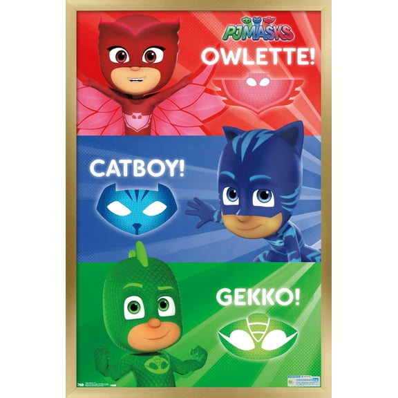 PJ Masks - Trio Wall Poster, 22.375" x 34", Framed