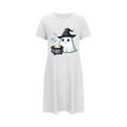 thumbnail image 2 of Sakmal White Moo Moo Nightgown for Women Plus Size Short Halloween Casual Nightwear Short Sleeve Ghost Print Nightgowns for Women, 2 of 5