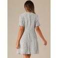 thumbnail image 4 of DARING DIVA Elegant Short Sleeve A-line Plaid Tweed Dress M Apricot, 4 of 6
