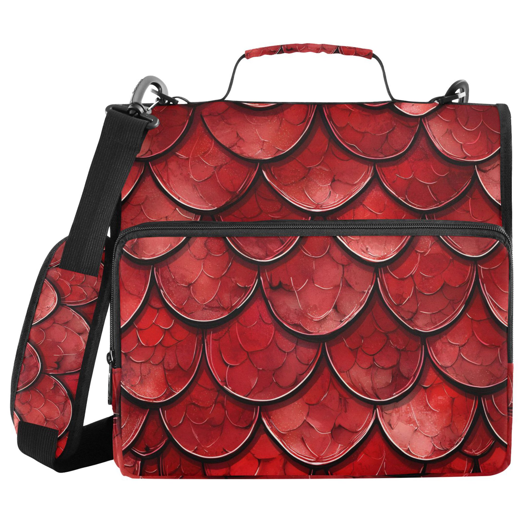 ALAZA Zipper Binder Dragon Scales Red 3 Ring Trapper Keeper File Folder Organizer Bag