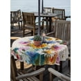thumbnail image 2 of Outdoor Tablecloths with Umbrella Hole & Zipper, Hummingbird Round Tablecloth 54 Inch, Spring Vintage Oil Painting Sunflowers Beige Waterproof Table Cloth, Patio/Pool/Picnic Table Covers, 2 of 8