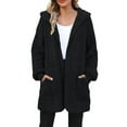 thumbnail image 6 of 2025 Fall Winter Women Fleece Zip Up Jacket with Pockets Oversized Long Sherpa Hoodie Fuzzy Jackets Warm Teddy Coat, 6 of 8