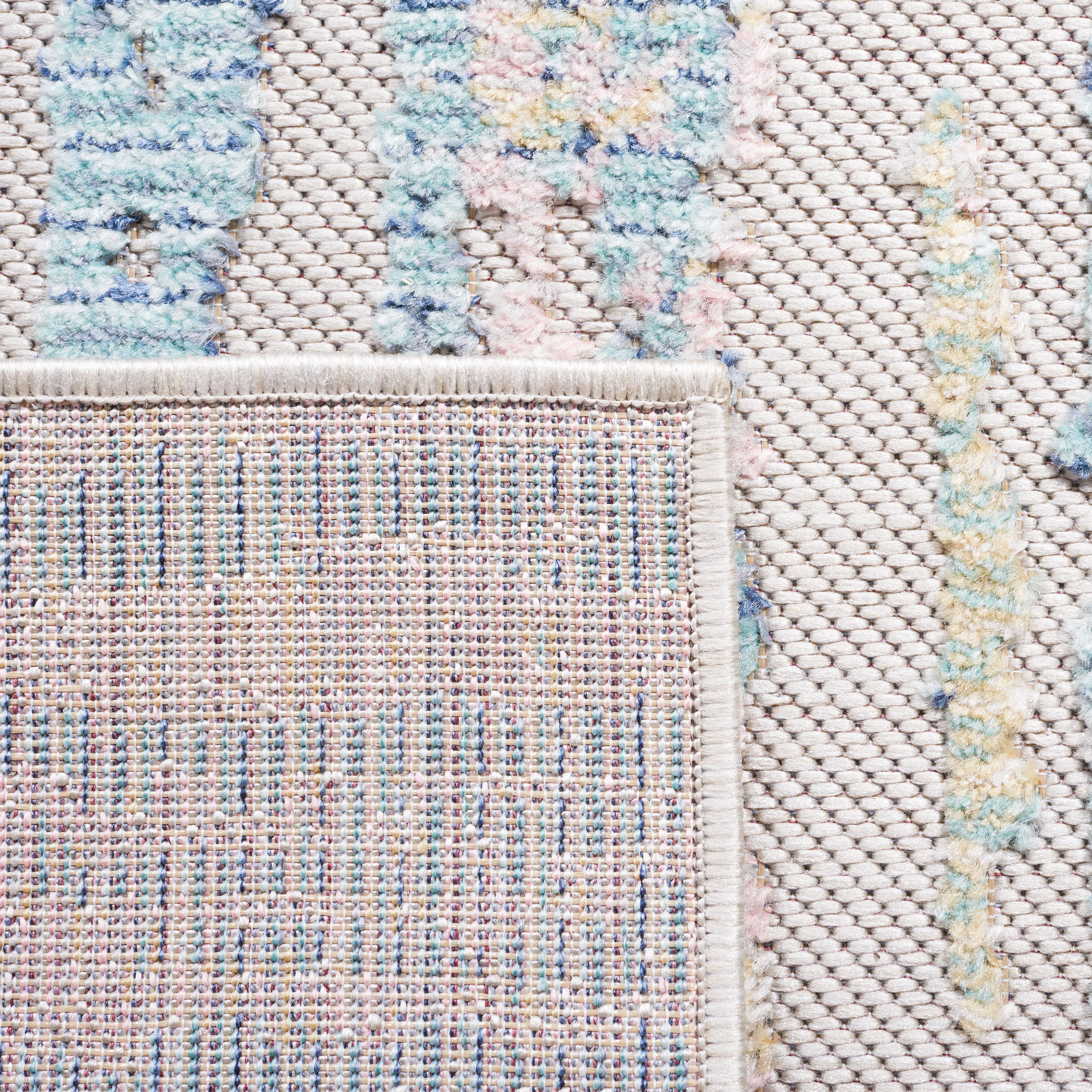 Safavieh  Cabana Maybritt Indoor/ Outdoor Boho Rug 5'3" x 7'6" - Aqua/Pink