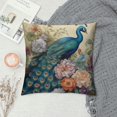 thumbnail image 2 of Creowell  Watercolor Peacock Vintage Background Decorative Throw Pillow Covers Square, Pillowcase Protectors Cushion Cover for Home Sofa Couch Chair Back Seat, 2 of 5