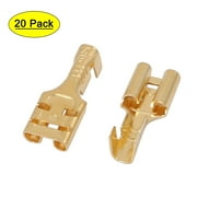 Unique Bargains 20 Pcs Brass Female Spade Cable Terminals for 6.3mm Connectors