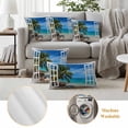 thumbnail image 6 of Summer Beach Outdoor Waterproof Pillow Covers, Window Seascape Palm Trees Oceans Decorative Square Throw Pillowcase Sofa Cushion Sham for Patio/Couch/Chair, 16"x16" 2 Pack, 6 of 8
