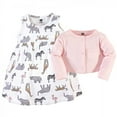 thumbnail image 3 of Hudson Baby Infant and Toddler Girl Cotton Dress and Cardigan 2pc Set, Modern Pink Safari, 4 Toddler, 3 of 3
