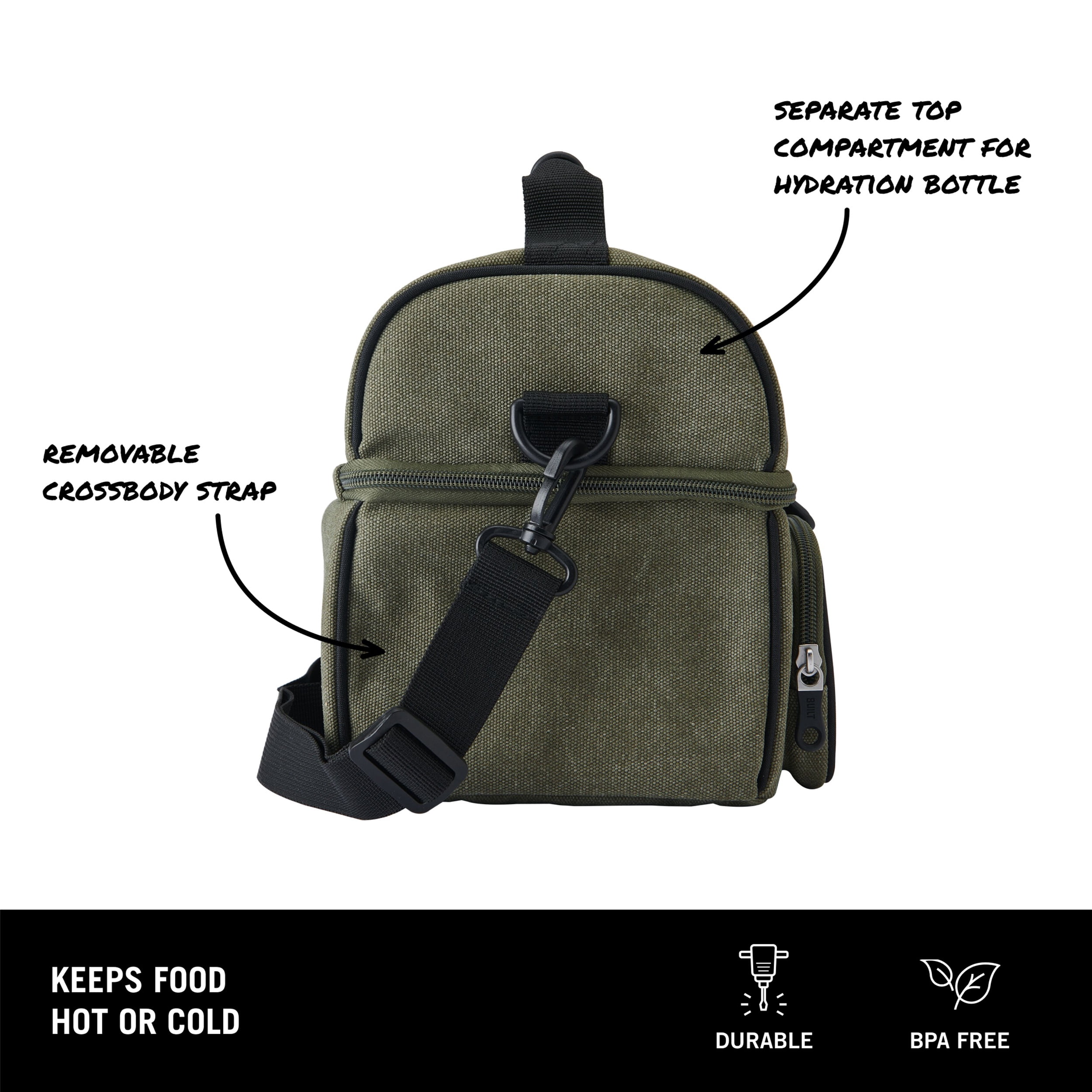 BUILT Oxford Henry Adult Lunch Bag in Sage Green
