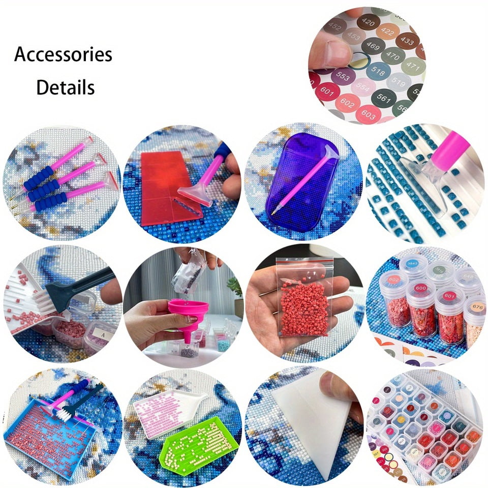 30PCS Diamond Painting Tool Set with Portable Storage Bag, DIY Craft Kit Hand Luggage Organizer for Diamond Art Accessories
