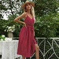 thumbnail image 6 of Aoujea Beach Dresses for Women Vacation Women Fashion Print Long Sleeve V-Neck Casual Sundress Dress Summer Sundress Holiday, Gift on Clearance, 6 of 7