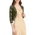 thumbnail image 5 of INSPIRE CHIC Women's Shrugs Floral Lace Cardigan 3/4 Sleeves Sheer Cover Up Top XL Olive Green, 5 of 7