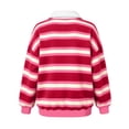 thumbnail image 7 of Fanshiluo Women's Drop Shoulder Collared Striped Sweatshirt, Contrast Loose Long Sleeve Pullover Top,Size S-2XL, 7 of 7