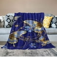 thumbnail image 2 of ARISTURING  Purple and Gold Butterfly Pattern Throw Blanket Soft Lightweight Cozy Premium Flannel Warm Bed Blanket for Bedroom Living Couch All Seasons, 2 of 6