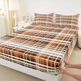 thumbnail image 5 of Castle Fairy Vintage Tartan Plaid Queen Sheets 4 Pieces,Geometric Intersecting Line Queen Sheet Sets,Caramel Brown White,1 Flat Sheet, 1 Fitted Sheet and 2 Pillowcases, 5 of 7