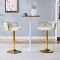 thumbnail image 2 of CQSXDA Set Of 2 Modern Velvet Braided Bar Stools With Adjustable Height Gold Metal Base Upholstered Bar Chairs, Beige,Gold, 2 of 14