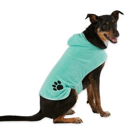 UPC: 0072456129116 | Aqua Blue Embroidered Paw Medium Pet Robe 26×16