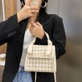 thumbnail image 2 of Bolsos de mensajero a cuadros de moda para mujer bolsos de hombro con solapa de PU (blanco) Tmvgtek Oficina Multiescena Multifunción, 2 of 9