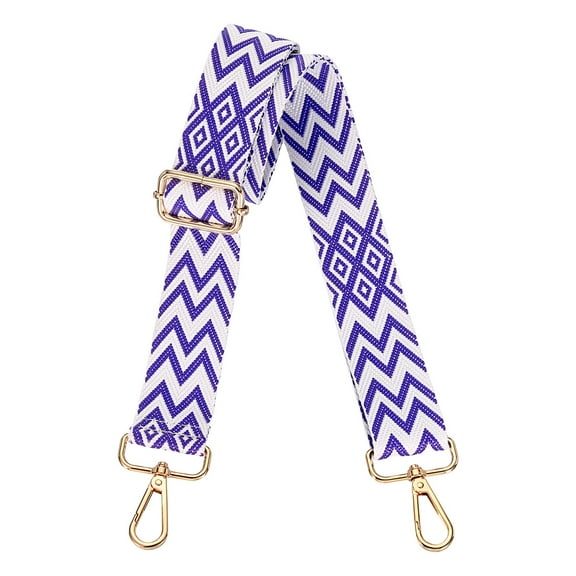 Purse Straps Replacement Crossbody, 1.5 Inch Wide Shoulder Bag Strapwith Light Gold Buckle, Purple Geometrical