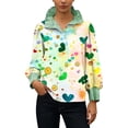 thumbnail image 4 of St. Patrick's Day Sweatshirt for Women Glitter Clover Graphic Ribbed Collared Long Sleeve Relaxed Fit Festive Holiday Clothes Top, 4 of 6