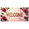 thumbnail image 1 of Welcome Decorative Banner with Roses and Hearts for Parties Events Celebrations Wedding Backdrop Party Decoration and Indoor Photography Background, 1 of 4
