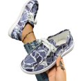 thumbnail image 5 of Women Vintage Denim Abstract Print Boat Shoes, Lightweight Breathable Lace Up Casual Flats Non Slip Thick Rubber Sole Daily Walking Shoes, 5 of 5