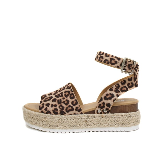 Soda Espadrilles à Bride Cheville Bout Ouvert Topic Flatform Sandale Décontractée (Chépard, us_footwear_size_system, Adulte, Femmes, Numérique, Moyen, 7)