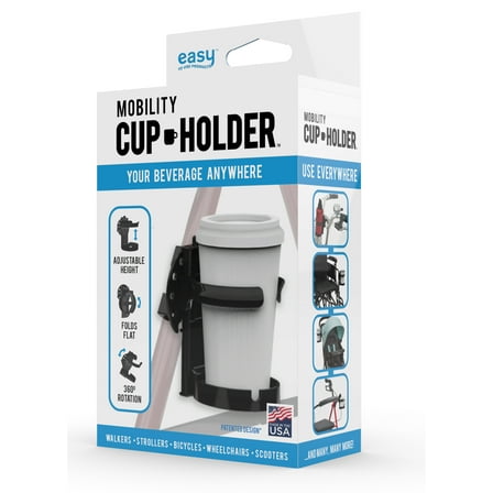 Mobility Cup Holder - Compatible with Wheelchair, Walker, Rollator, or Scooter - by Easy To Use Products