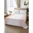 thumbnail image 2 of Pink Striped Twim Size Flat Sheet, Wrinkleproof & Fadeproof Cooling Flat Bed Sheet Only, Modern White Striped Abstract Art Aesthetics Breathable Soft Bedding Top Sheets 66 x 96 Inches, 2 of 8