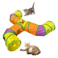 thumbnail image 4 of Vibrant Long T-Shaped Cat Tunnel Toy, Collapsible Play Tube with Hanging Ball, Sturdy Polyester, Multi-Entrance, Safe for Indoor Cats, 4 of 12