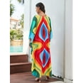 thumbnail image 2 of EDOLYNSA Plus Size Kaftan Dress Coverup Rainbow Print Caftan Loungewear for Women Summer Casual Outfit Bat Sleeve Sleep Robe, 2 of 9