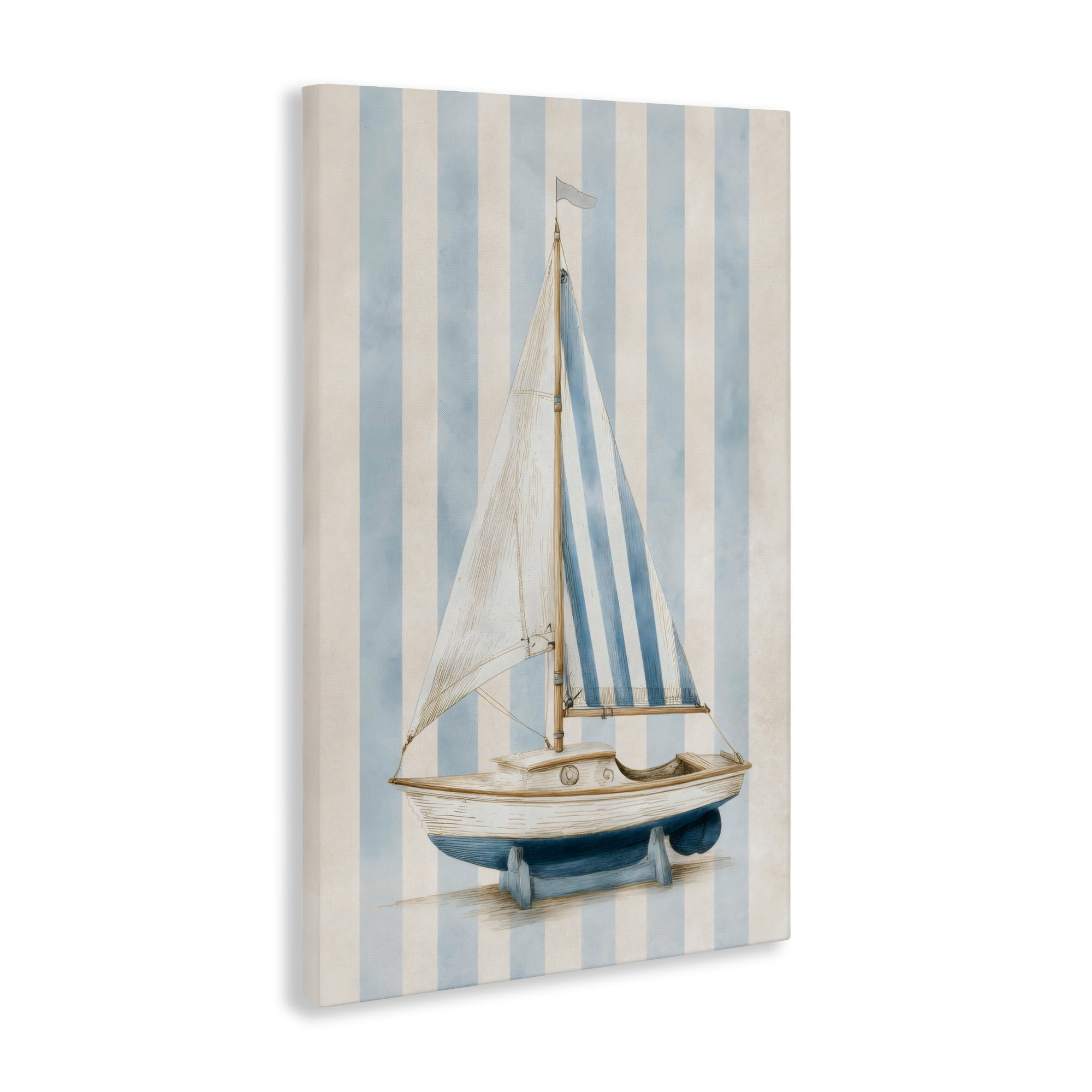Stupell Industries Seaside Stripes Sailboat Canvas Wall Art, design by Petal Prints Design