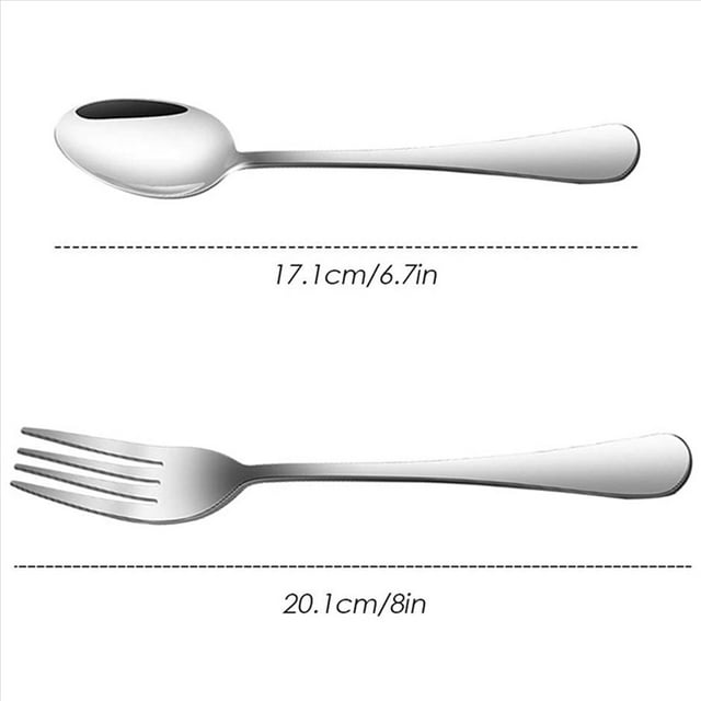 Juego de 48, Tenedores y Cucharas para Cena de Acero Inoxidable, Juego de Cubiertos de Tenedores y Cucharas (7 Pulgadas) de Alta Resistencia para Servicio Pesado