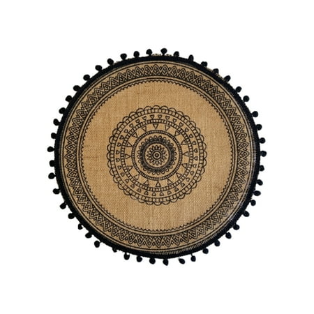 

meijuhuga Place Mat Eco-friendly Burlap Embroidery Tassel Place Mat Photo Prop Useful Furniture Decoration