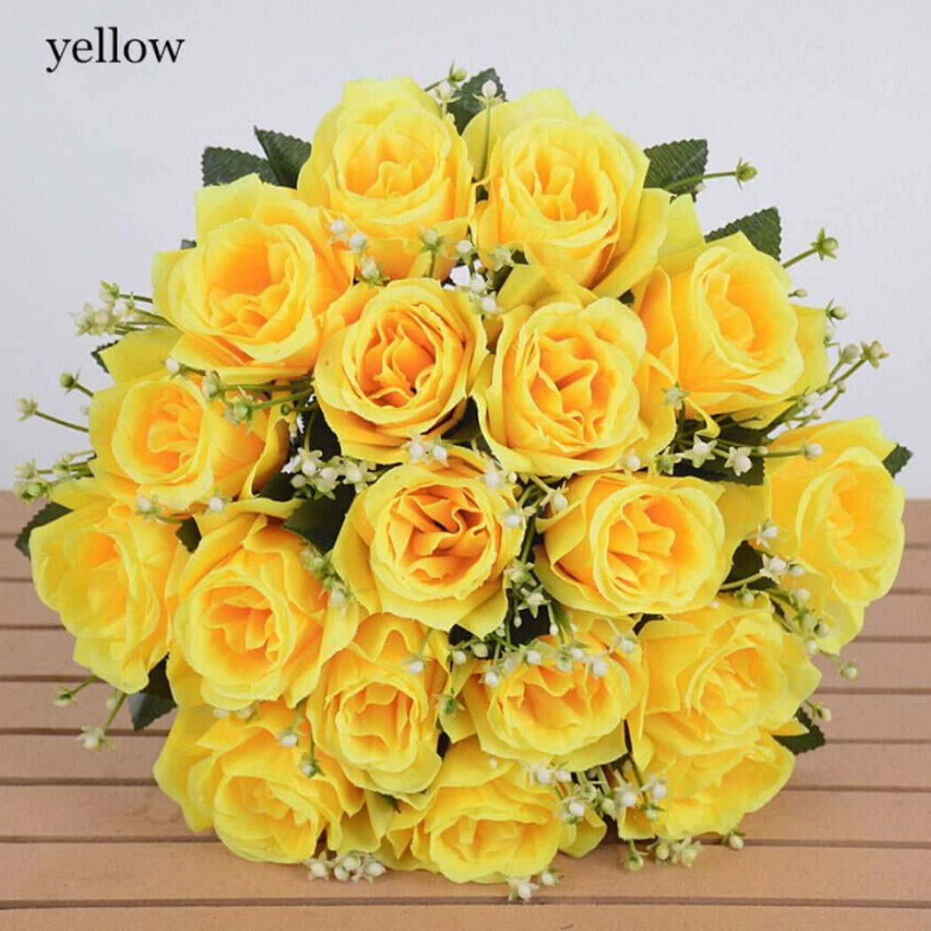 YaFexgoods Artificial Silk Roses Flowers Fake Roses Bulk for DIY