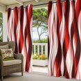 thumbnail image 5 of Outdoor Curtains for Patio Waterproof, Red Striped Ombre Windproof Pravicy Outside Porch Blackout Curtain, Modern Red Moire Geometric Sun Blocking Grommets Curtains for Cabana Gazebo 2 Panels 54"x95", 5 of 9