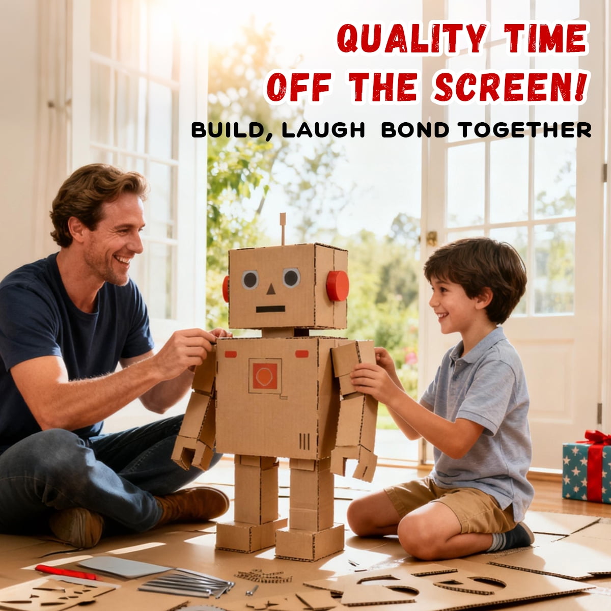 Playboda Safe Power Cardboard Cutter for Kids,Creative STEM Construction Toy for Boys & Girls，DIY Arts & Crafts，Red