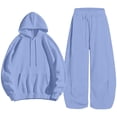 thumbnail image 7 of Lutiedan 2 Piece Sweatsuit for Women Casual Baggy Fleece Tracksuit Long Sleeve Hoodie with Pocket and Barrel Sweatpants S-3XL, 7 of 7
