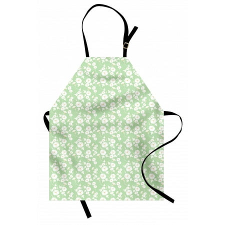 

Vine Apron Silhouette Morning Glory Species Flower Pattern Gardening Art Theme Unisex Kitchen Bib with Adjustable Neck for Cooking Gardening Adult Size Pale Green Mustard by Ambesonne