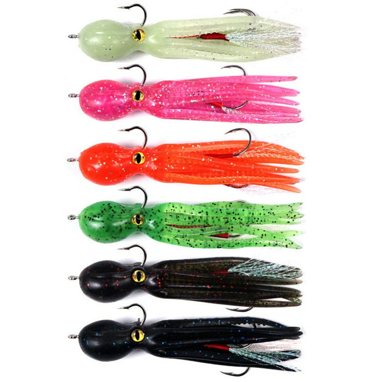 Suyin Octopus Swimbait Soft Fishing Lure with Skirt Tail, Lingcod Rockfish Jigs for Saltwater Ocean Fishing, Green